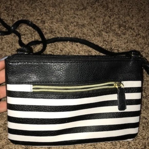 NEVER USED black & white striped cross body purse - Picture 4 of 4